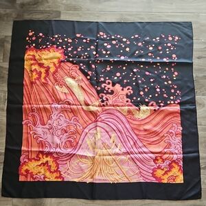 Hermes Vintage "A Contre-Courant" Black Pink Silk Scarf - Box/ Carre Wear Book